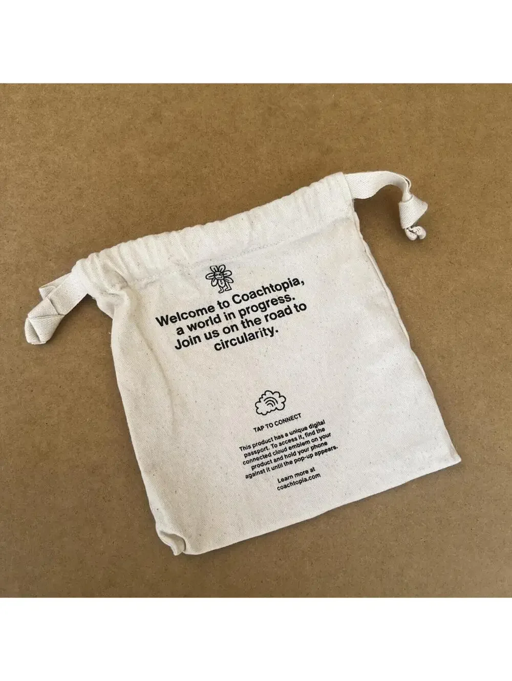 Coachtopia Coach Small Cotton Drawstring Dust Bag Cream Authentic 7.5